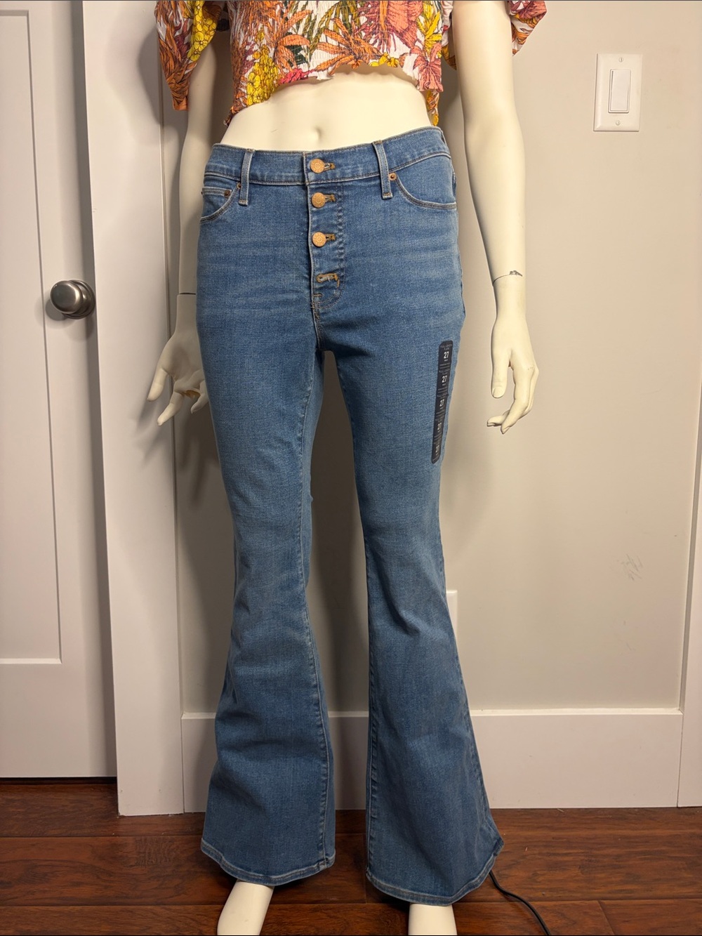 J. Crew High-Rise Button-Fly Jeans in Medium Blue Wash
